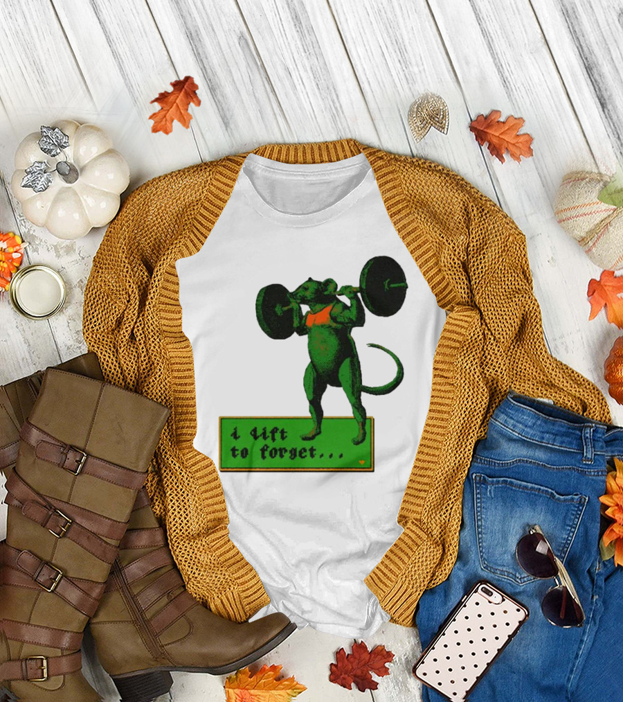 I Lift to Forget Green Rat Weightlifting噜噜 T-Shirt
