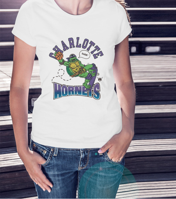 Charlotte Hornets Donatello Basketball Skateboard Dude T-Shirt