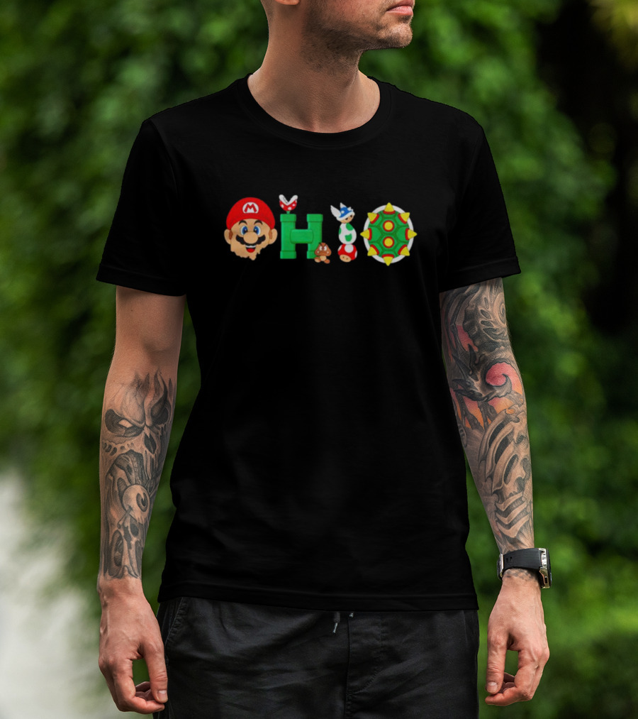 Ohio Super Mario Characters Goomba Bowser Pipe Piranha Plant Spiny Shell T-Shirt