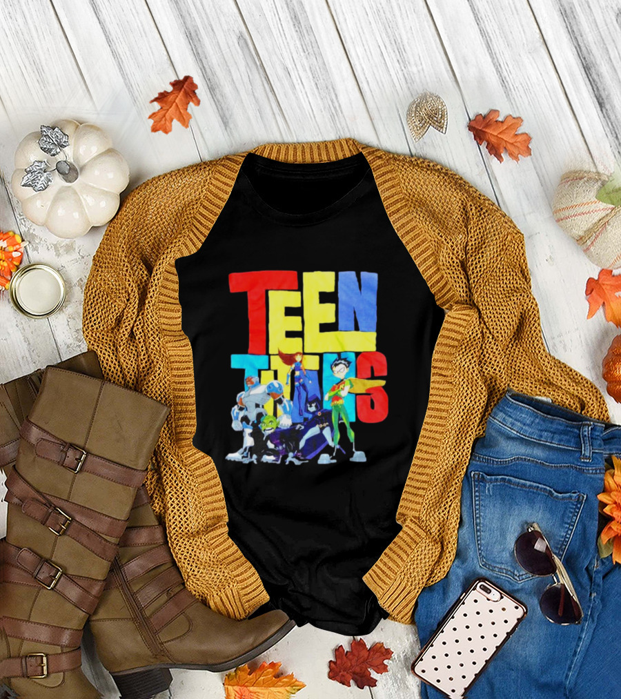 Teen Titans Cartoon Characters Group Pose T-Shirt