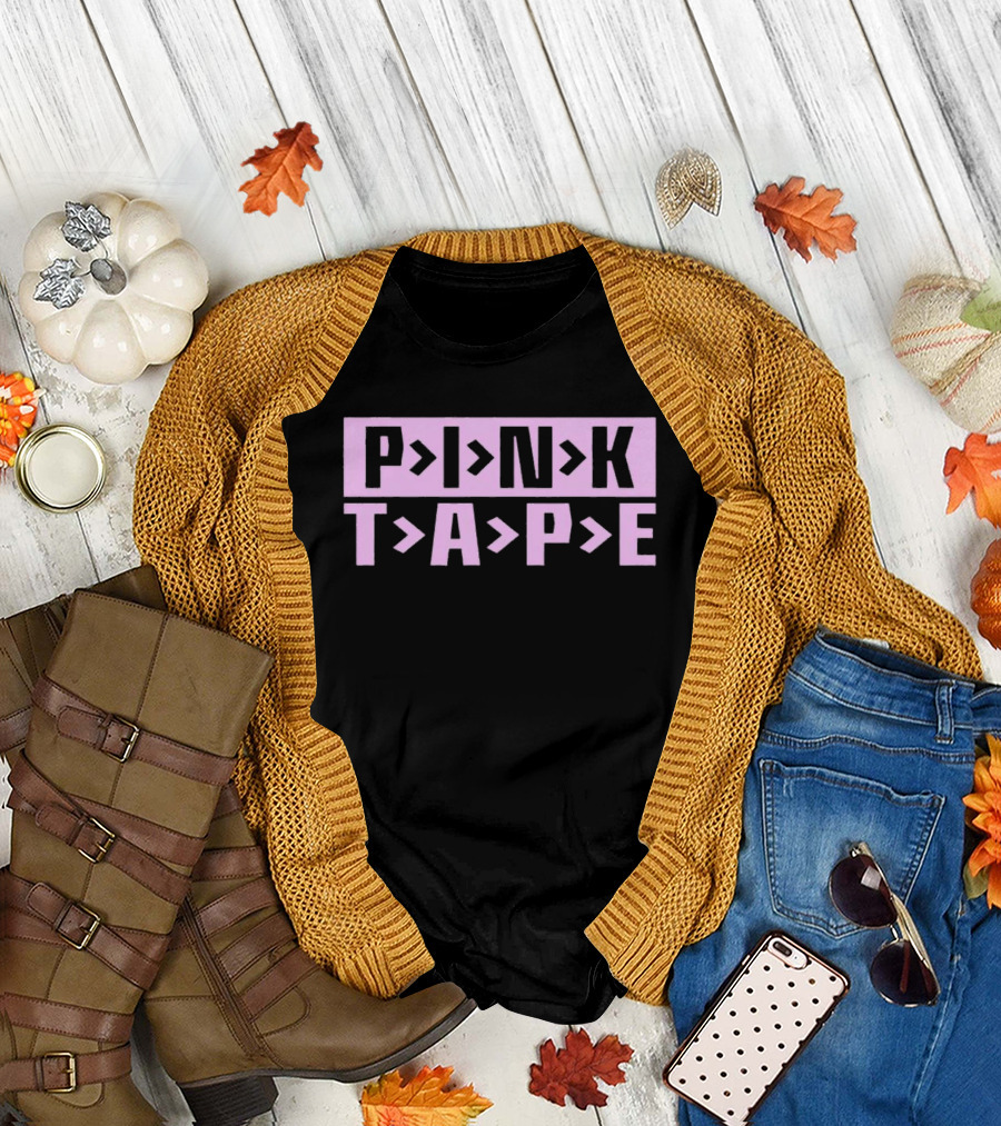 Lil Uzi Vert Pink Tape Block Text T-Shirt