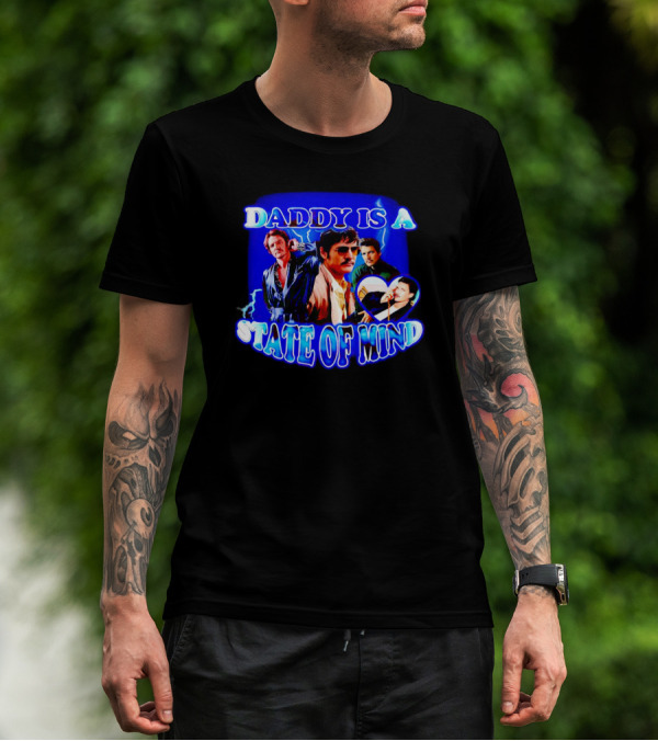 Daddy Is A State Of Mind - Pedro Pascal Collage Blue Neon T-Shirt
