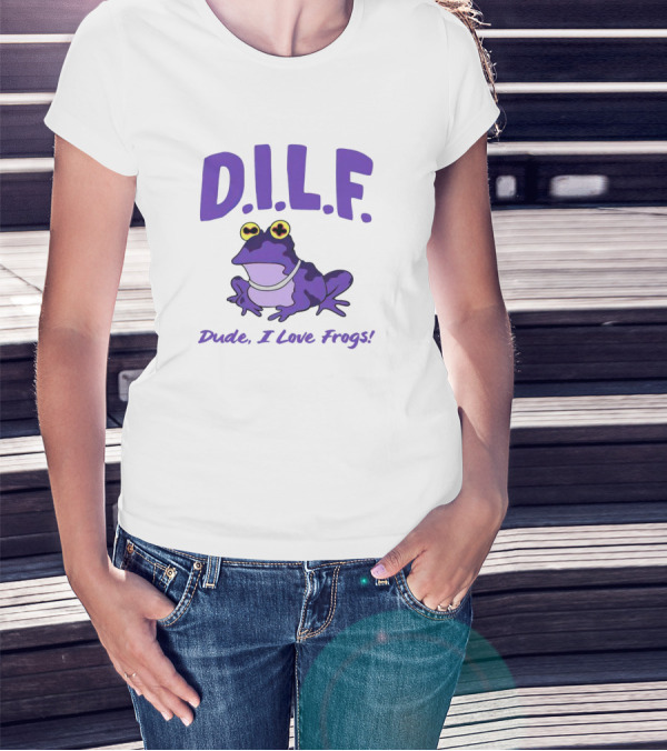 TCU Horned Frogs DILF Dude I Love Frogs Purple Cartoon Frog T-Shirt
