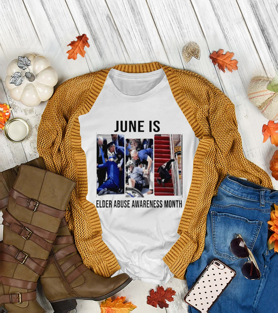 June Is Elder Abuse Awareness Month Joe Biden Falling Stairs T-Shirt