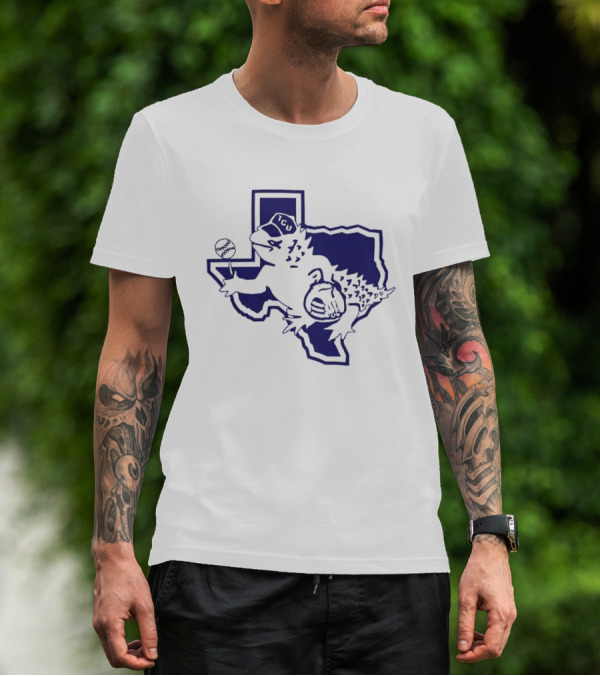 TCU Horned Frog In Texas Outline With Baseball Cap T-Shirt