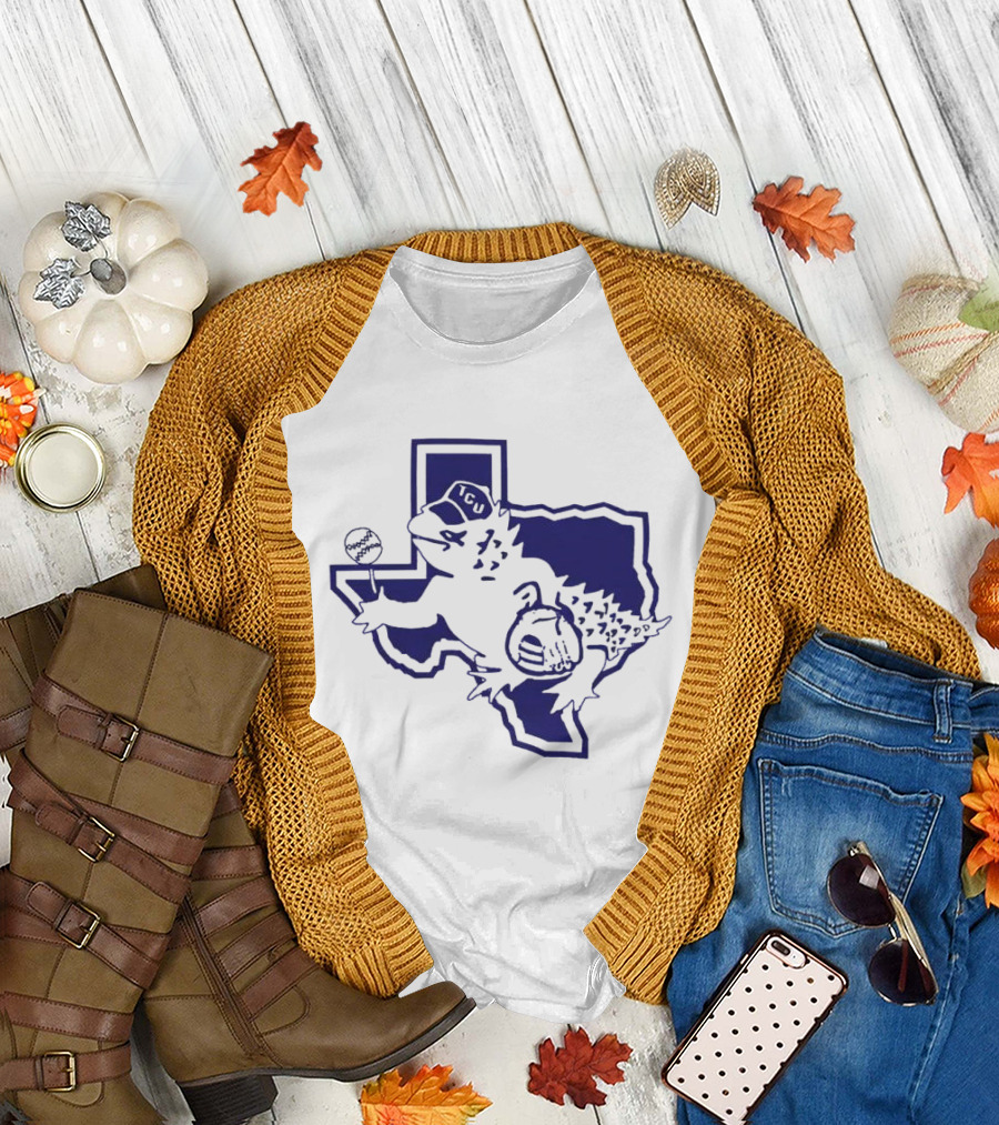 TCU Horned Frog in Texas Outline with Baseball Cap T-Shirt