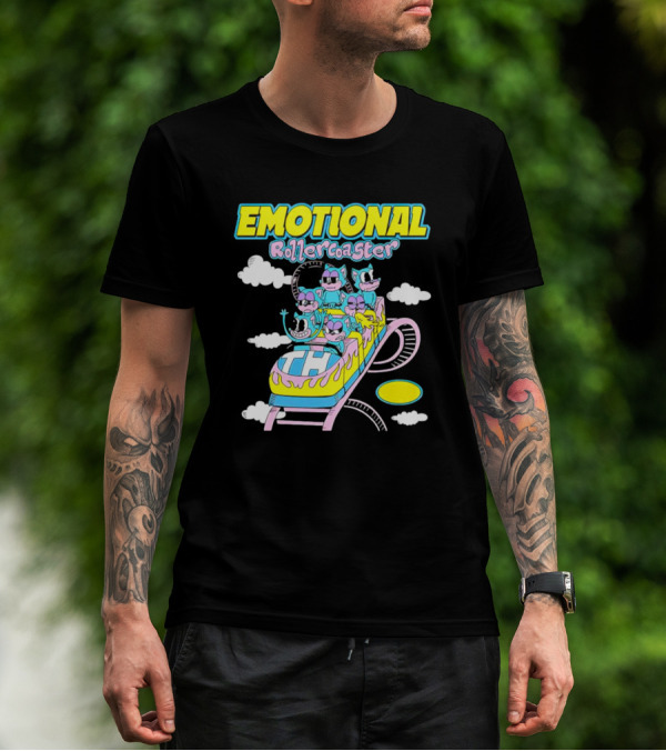 Emotional Rollercoaster Cartoon Characters On Amusement Ride T-Shirt
