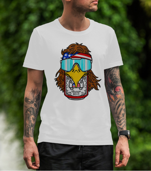 Eagle Bussin With The Boys 61% 12oz American Flag Sunglasses T-Shirt