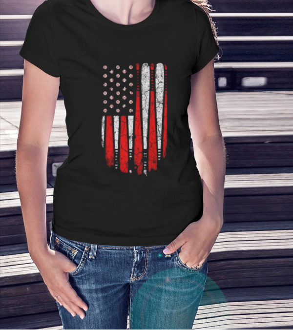 Minnesota Twins American Flag Baseball Bat T-Shirt