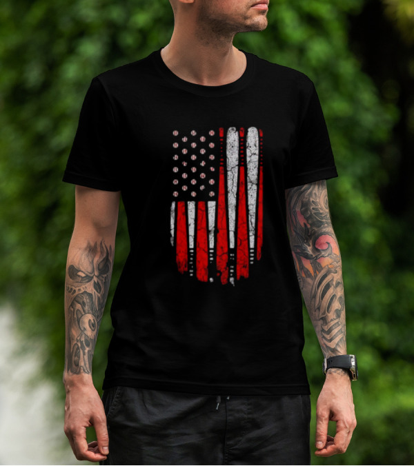 Minnesota Twins American Flag Baseball Bat T-Shirt