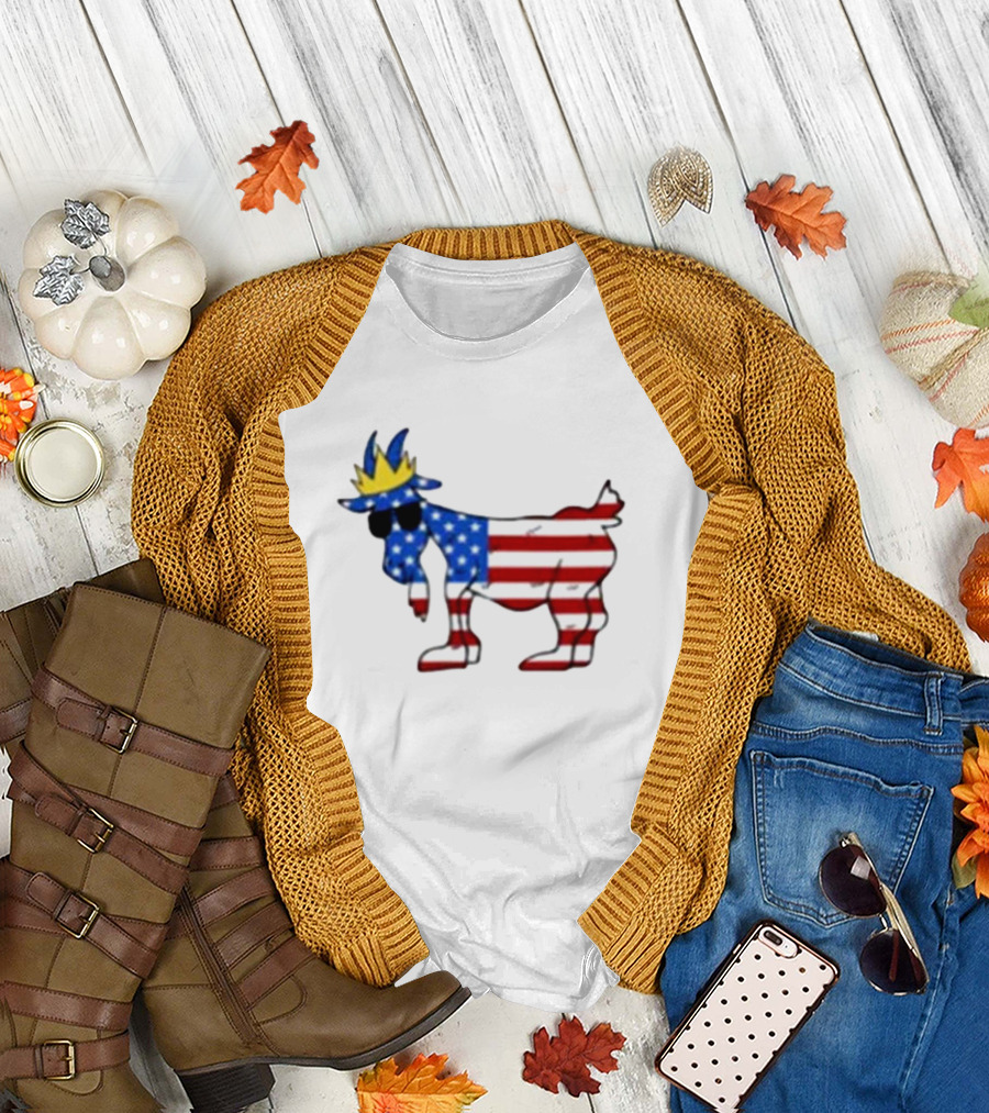 Goat USA Patriotic Stars and Stripes Crown T-Shirt