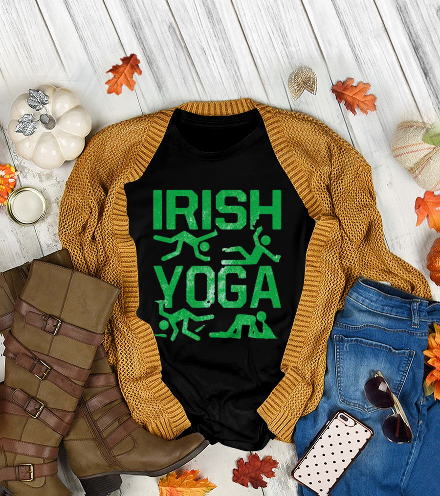 Irish Yoga Green Figures Humor Ireland St. Patrick's Day T-Shirt
