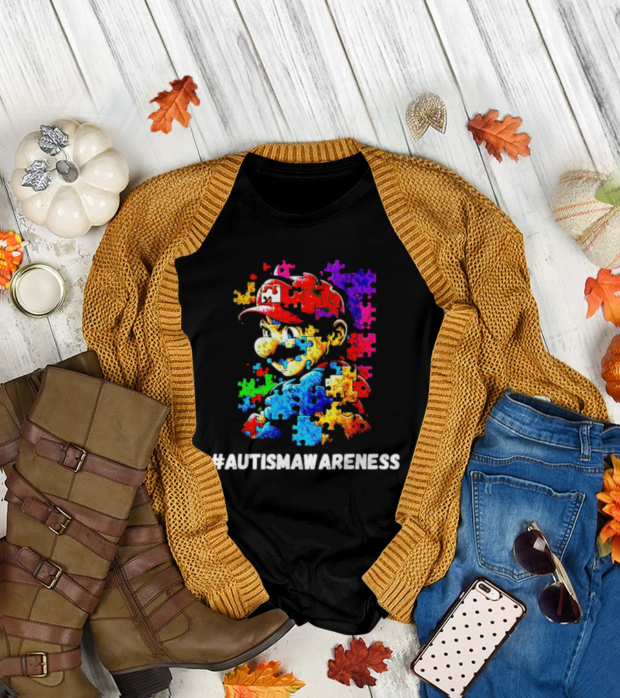 Mario Puzzle Autism Awareness T-Shirt