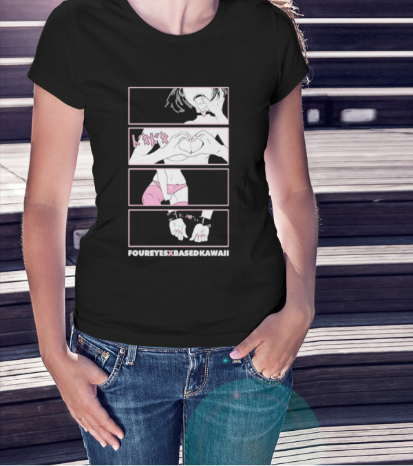 FOUREYES X BASED KAWAII TOKIDOKI HAND HEART PINK AESTHETIC T-Shirt