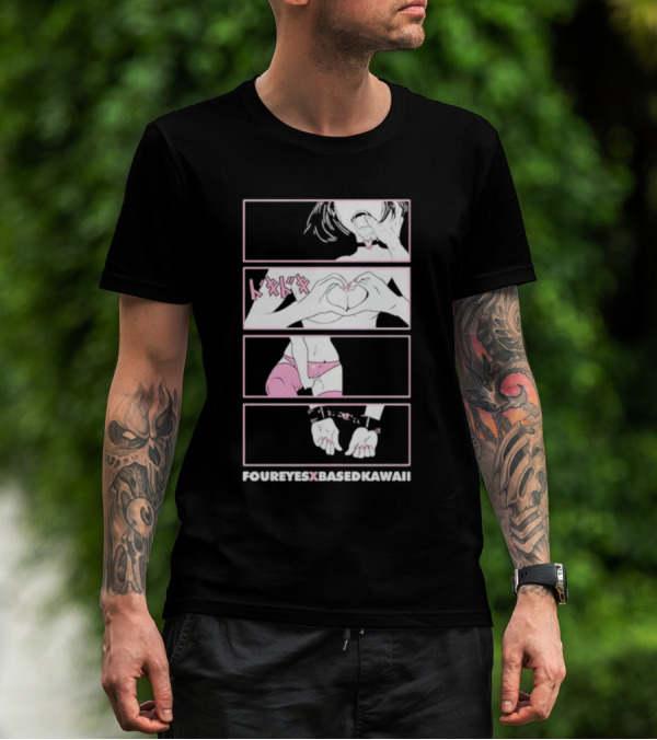 FOUREYES X BASED KAWAII TOKIDOKI HAND HEART PINK AESTHETIC T-Shirt