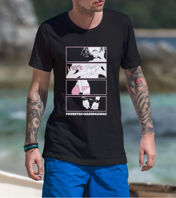 FOUREYES X BASED KAWAII TOKIDOKI HAND HEART PINK AESTHETIC T-Shirt