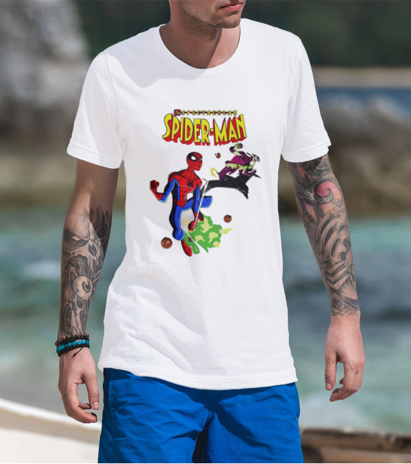 The Spectacular Spider-Man Versus Green Goblin Battle Scene T-Shirt