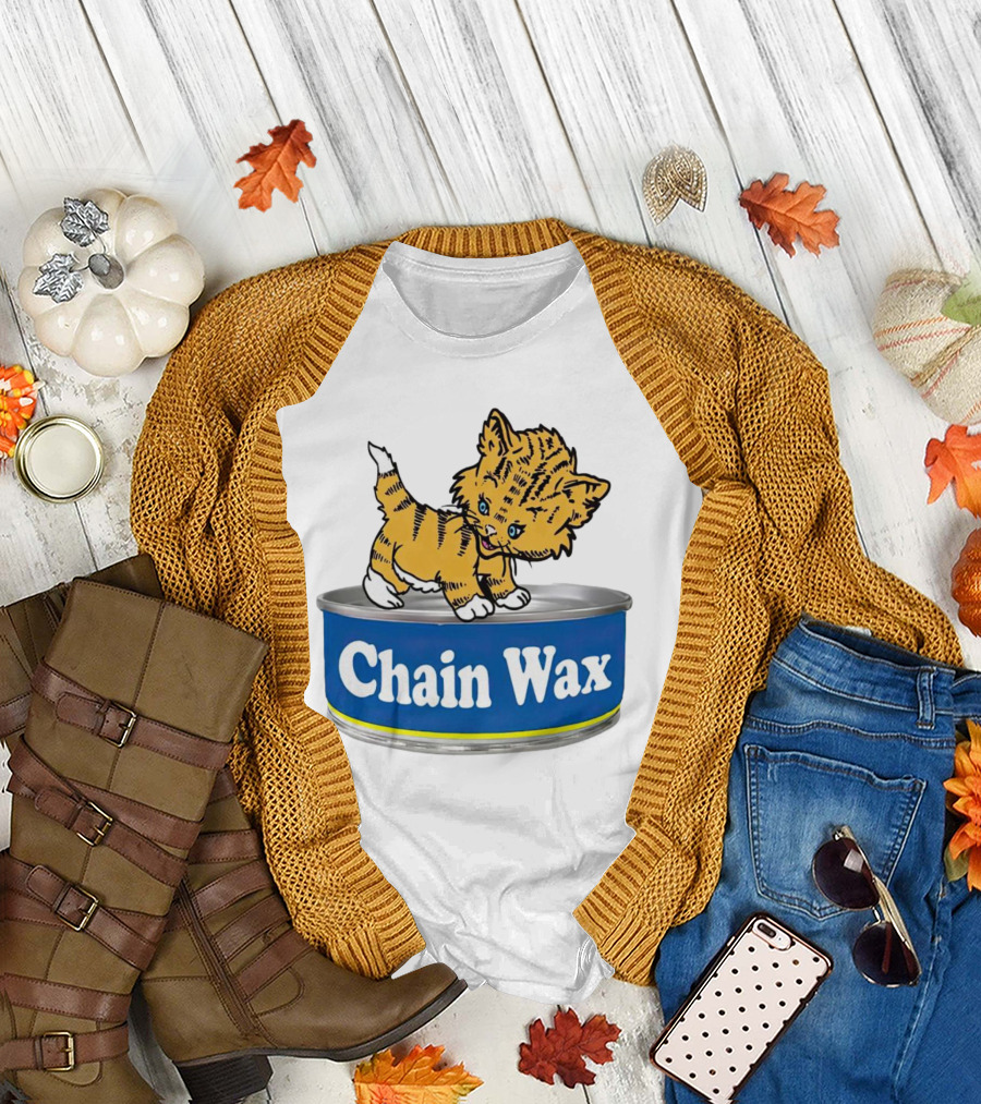 Cat Chain Wax Cute Kitten on Tin T-Shirt