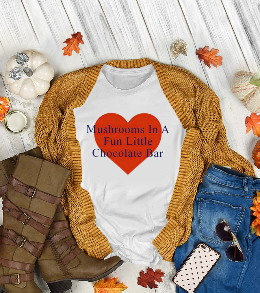Mushrooms in a Fun Little Chocolate Bar Red Heart T-Shirt