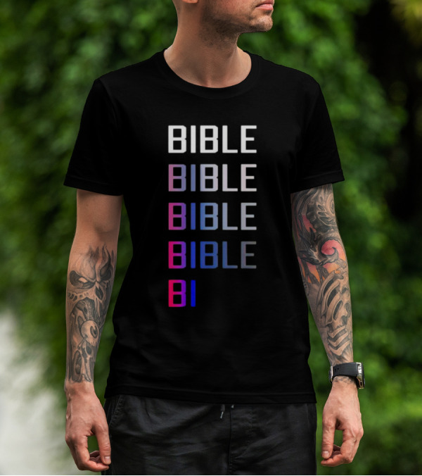 Bible Pride Gradient Multicolor Text Stacked T-Shirt