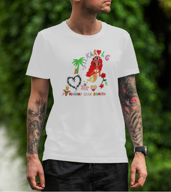 Karol G Mañana Será Bonito Mermaid Palm Heart Music Note T-Shirt
