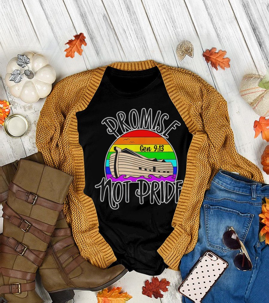Promise Not Pride Gen 9:13 Noah's Ark Rainbow T-Shirt