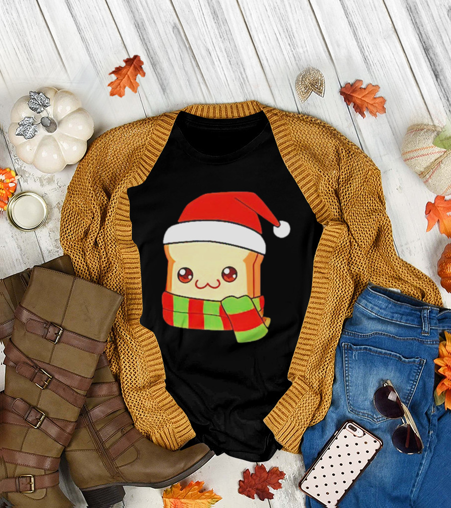 Bundled Bread Christmas Santa Toast Scarf T-Shirt
