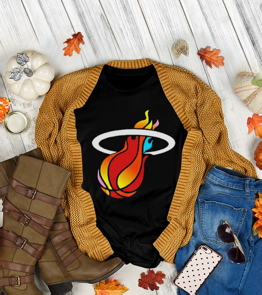 Miami Heat Basketball Flame Icon Mashup T-Shirt