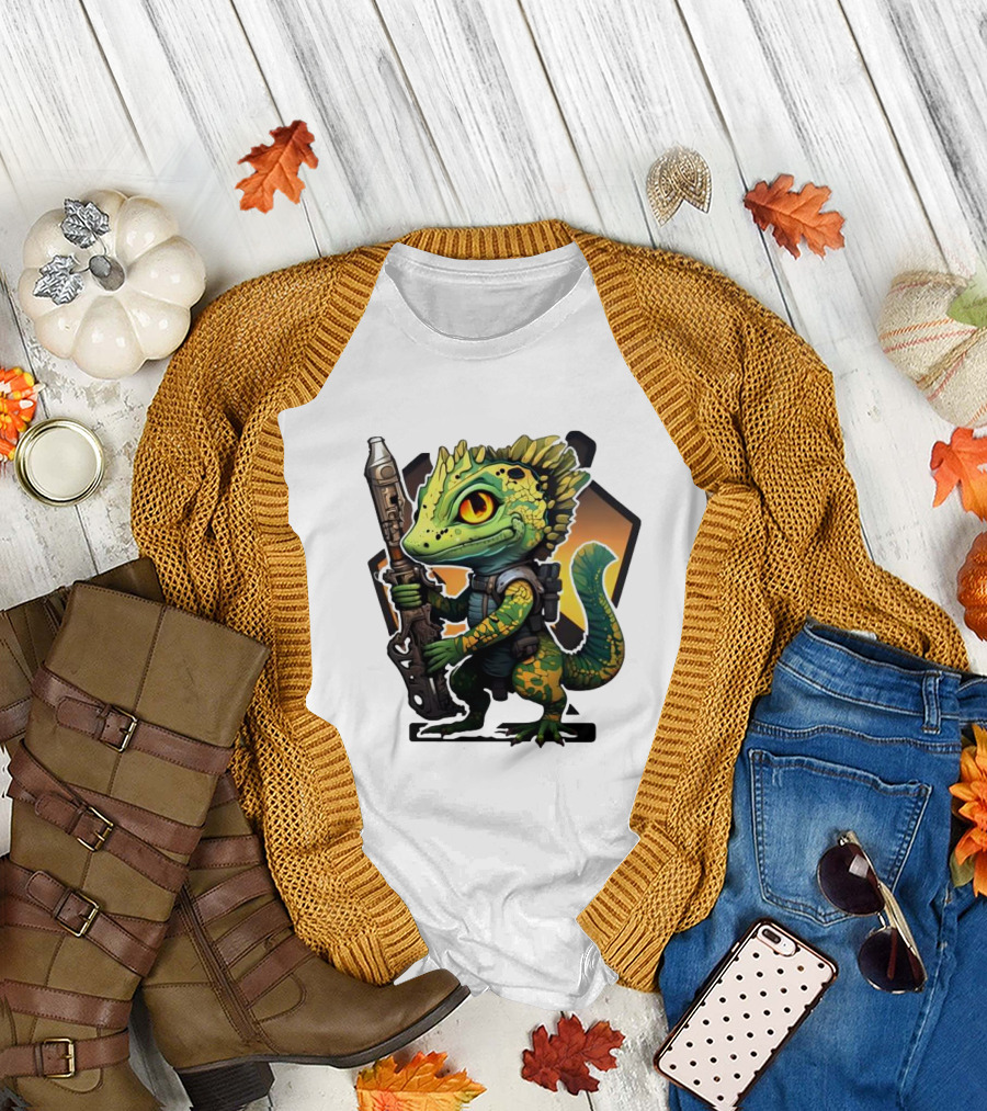 Valorant Gekko Lizard Character with Tactical Weapon T-Shirt