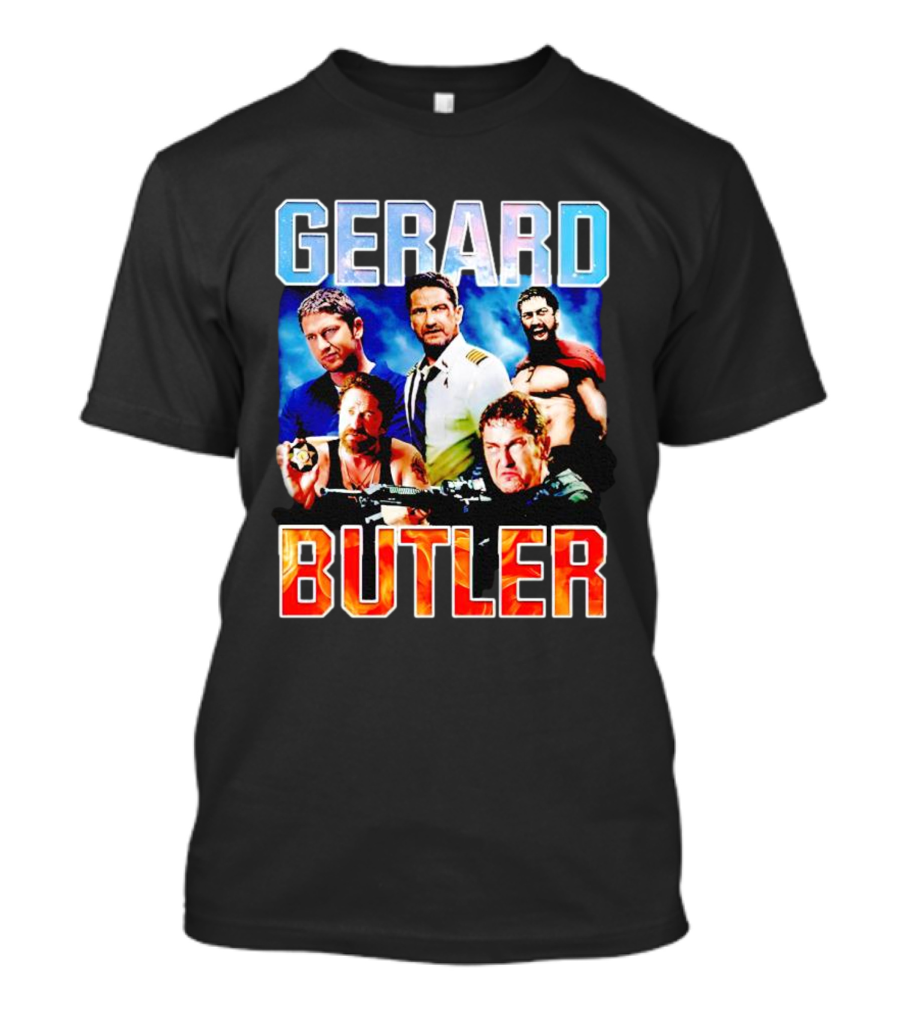 GERARD BUTLER COLLAGE BLACK T-Shirt