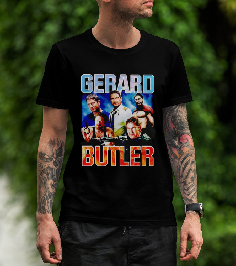 GERARD BUTLER COLLAGE BLACK T-Shirt