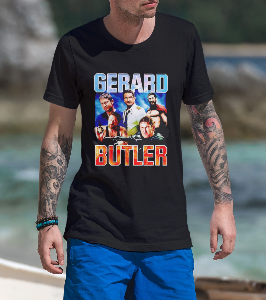 GERARD BUTLER COLLAGE BLACK T-Shirt