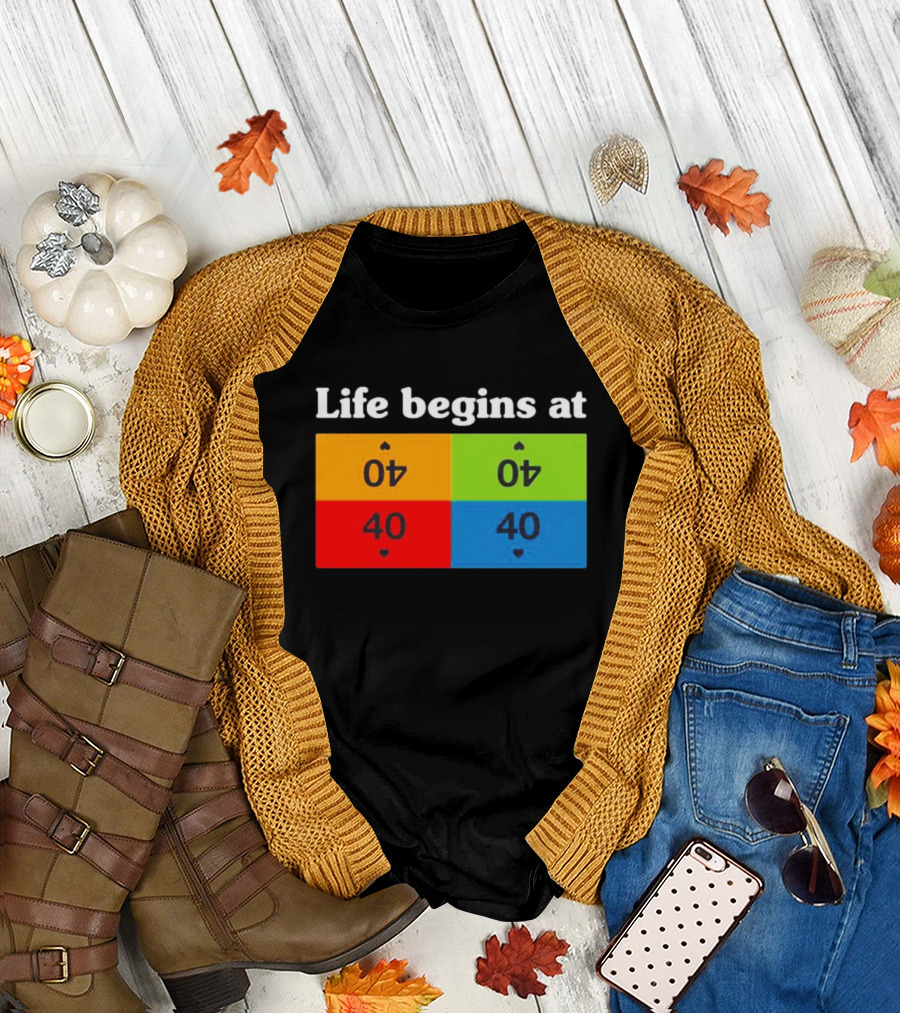 Life Begins at 40 Colorful Playing Card Symbols T-Shirt