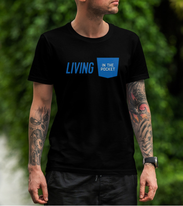 Aaron Donald 99 Living In The Pocket Blue Text T-Shirt