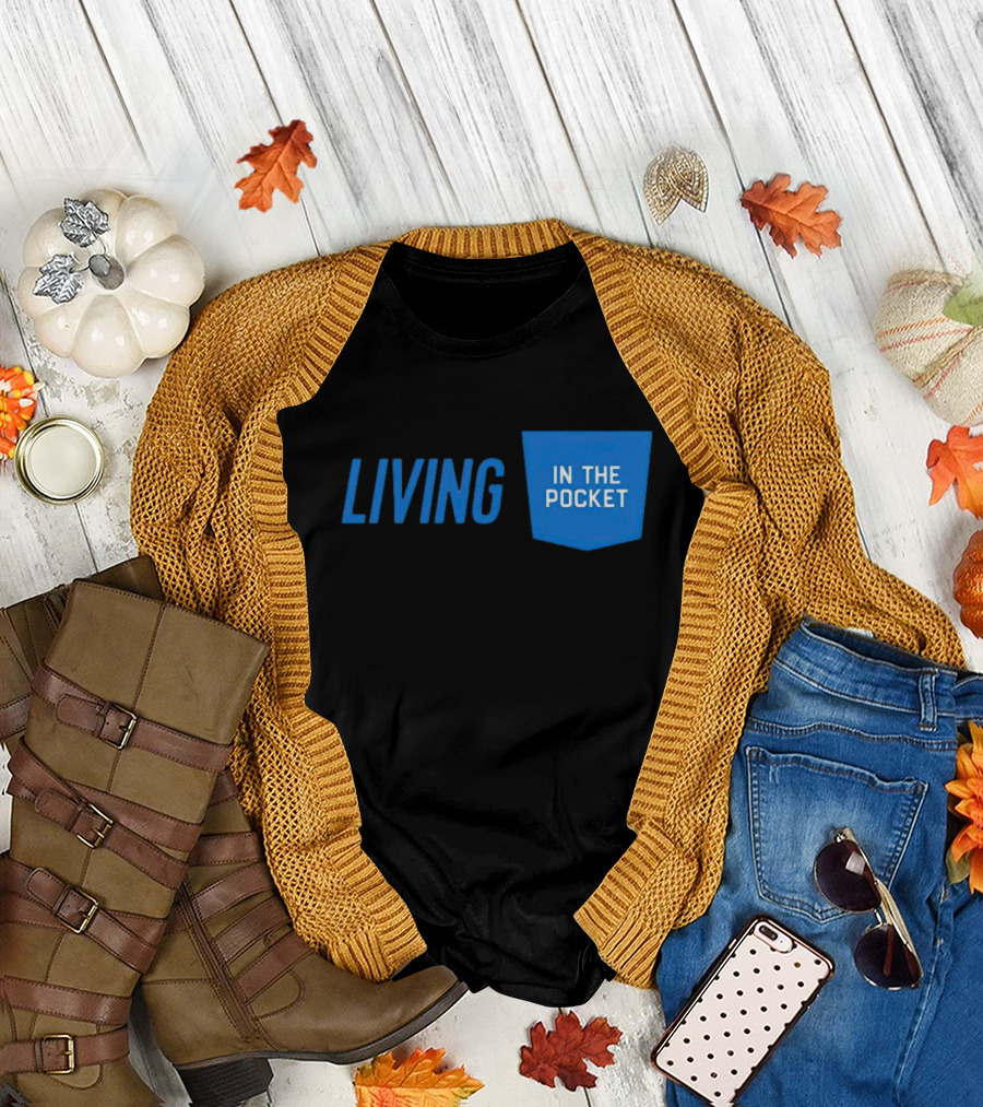 Aaron Donald 99 Living in the Pocket Blue Text T-Shirt