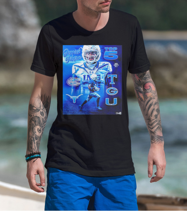 Jerrick Gibson Top 5 Schools With TCU And Florida Gators Football T-Shirt