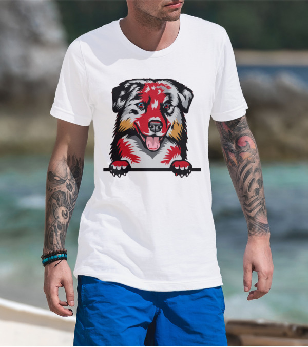 Dog Australian Shepherd Colorful T-Shirt