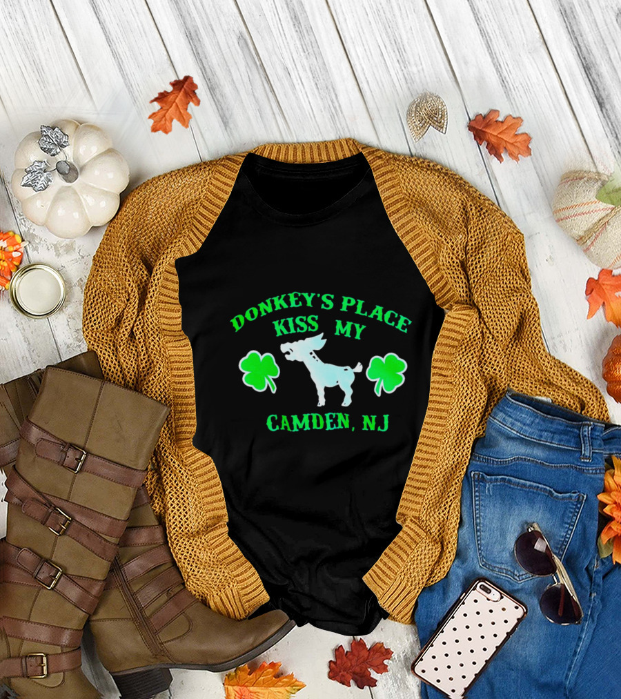 Donkey's Place Kiss My Camden NJ St. Patrick's Day Shamrocks T-Shirt