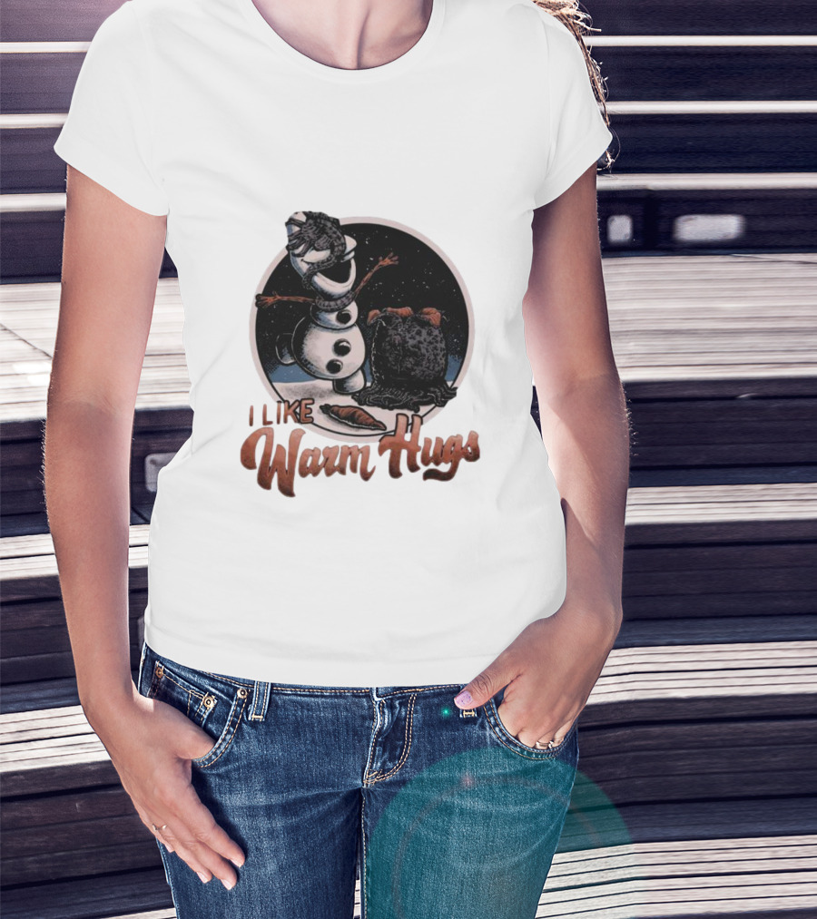 I Like Warm Hugs Alien Snowman Hugging Alien Creature T-Shirt