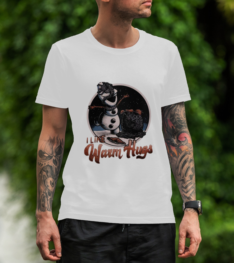 I Like Warm Hugs Alien Snowman Hugging Alien Creature T-Shirt