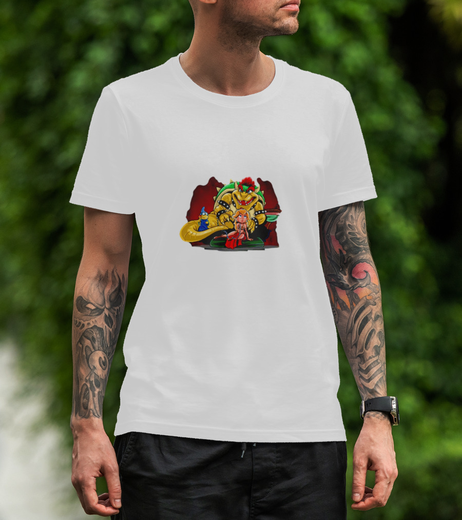 Bowser The Hutt Mario Bros Crossover With Princess Peach And Wizard Koopa T-Shirt