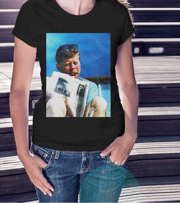 JFK Reading Newspaper On Summer Day T-Shirt