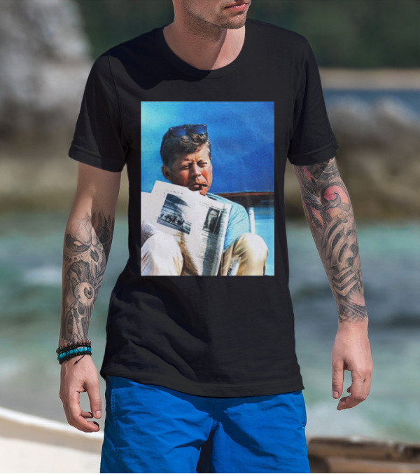 JFK Reading Newspaper On Summer Day T-Shirt