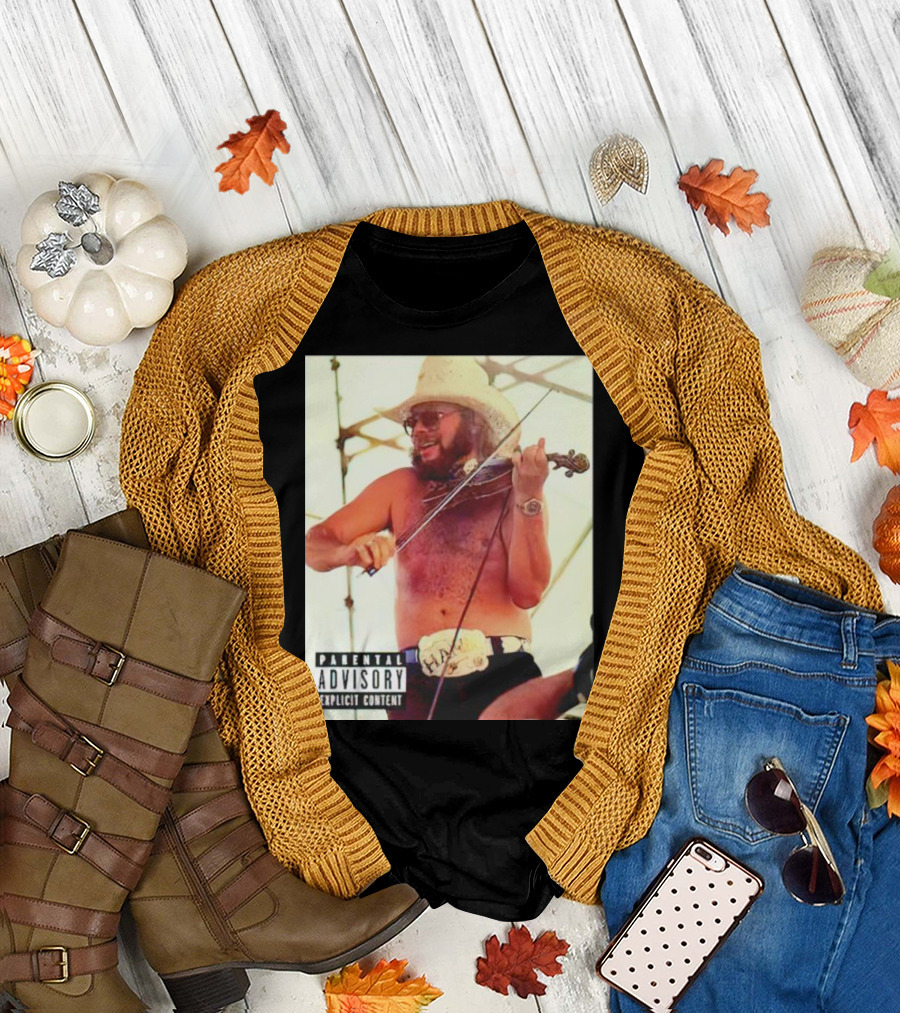Parental Advisory Explicit Content Party Boy Hank Cowboy Violinist T-Shirt