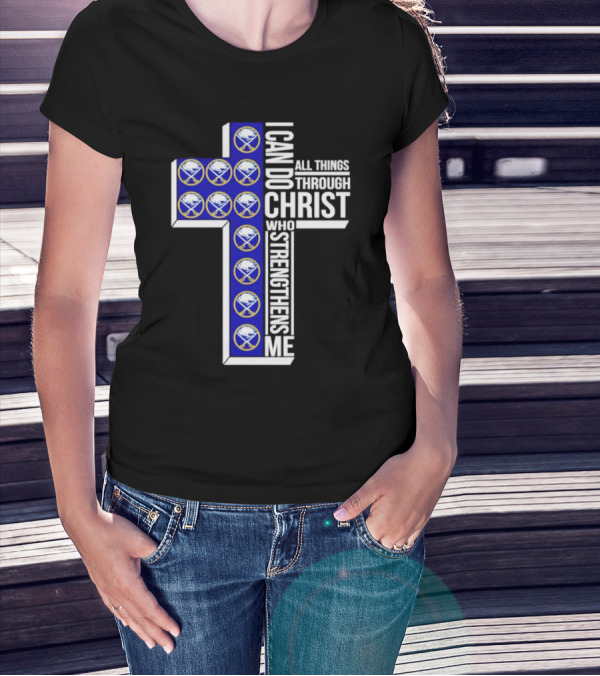Buffalo Sabres I Can Do All Things Through Christ Who Strengthens Me Cross T-Shirt