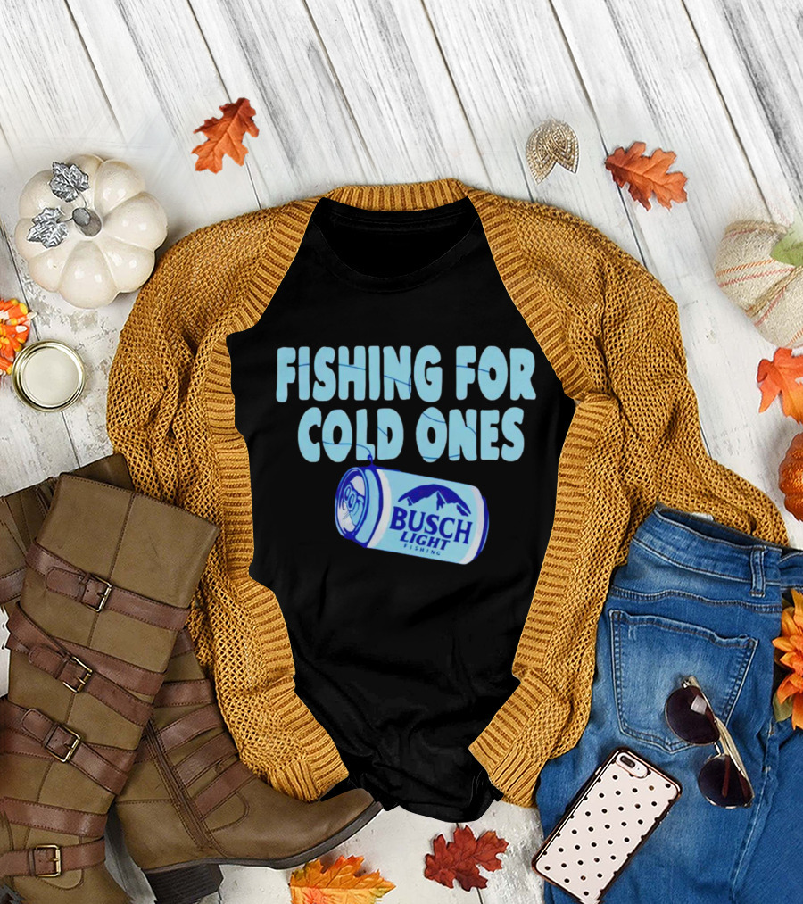 Fishing for Cold Ones Busch Light Fishing Can Mountains T-Shirt