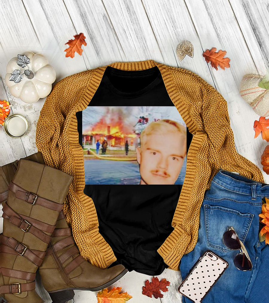Lloyd Meme Fire Burning House Background T-Shirt