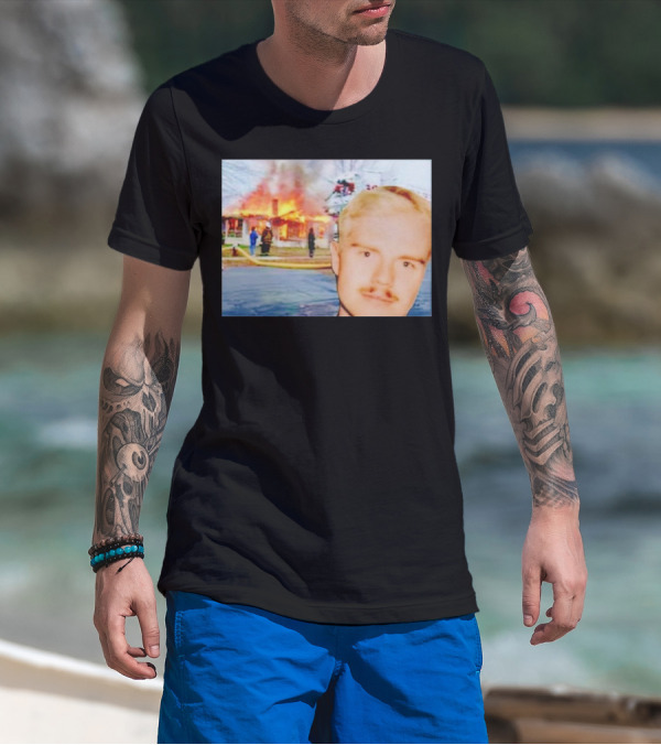 Lloyd Meme Fire Burning House Background T-Shirt