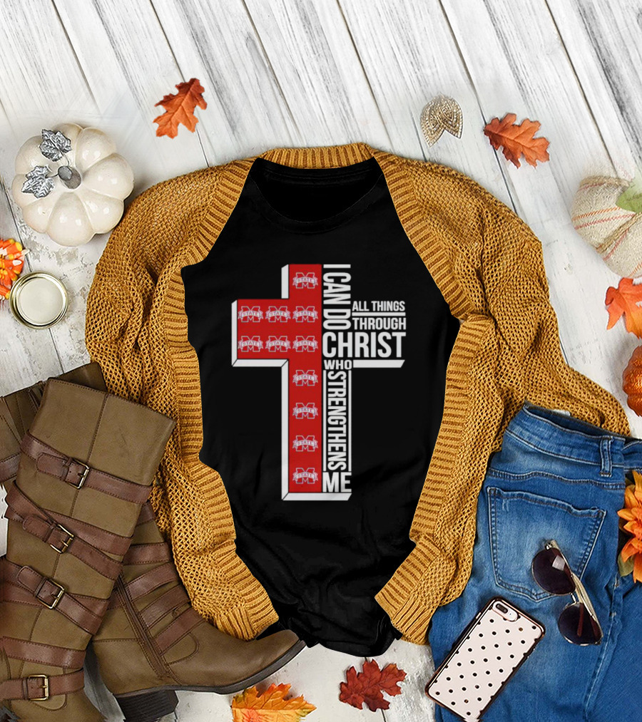 State Bulldogs I Can Do All Things Through Christ Who Strengthens Me Cross T-Shirt