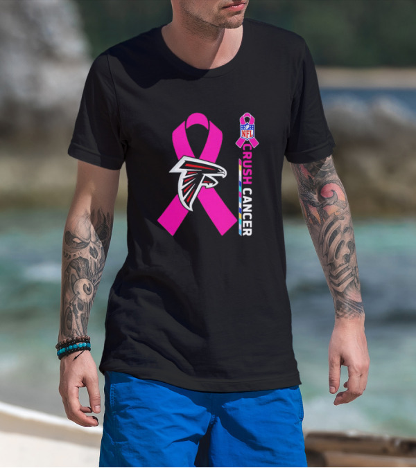 Atlanta Falcons NFL Pink Ribbon Crush Cancer Awareness T-Shirt